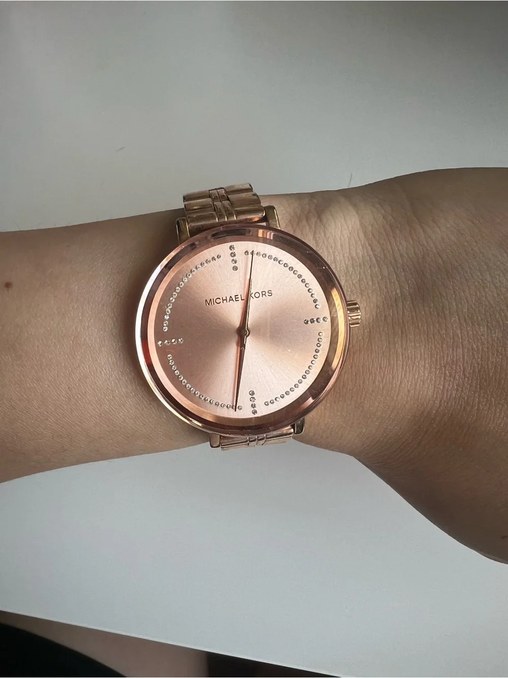 Michael Kors Rose Gold-tone Crystal Accent Bracelet Watch